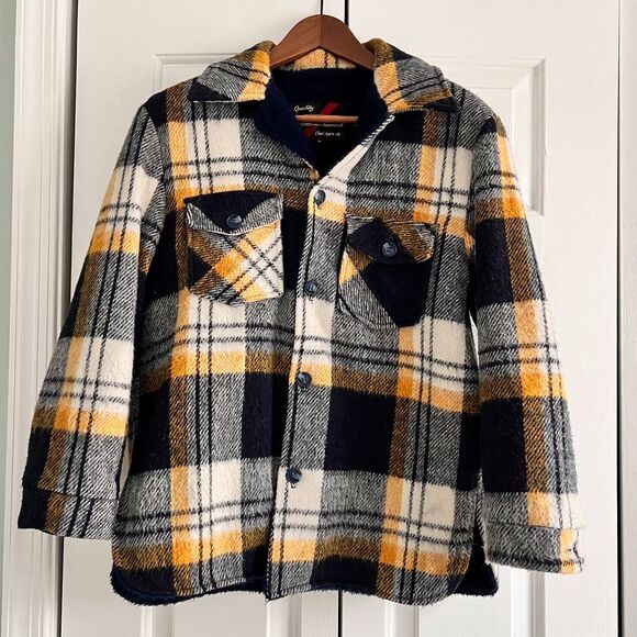 Men's Vintage 1970's Sears Checked Wool Shirt Jacket Size S - Picture 1 of 5